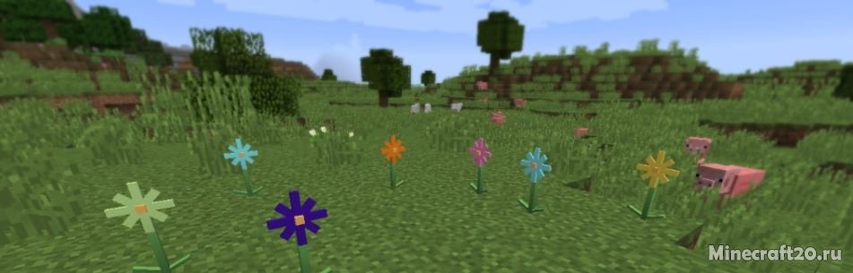Мод Flora and Fauna [1.12.2] (Деревья бонсай, суккуленты и цветы)