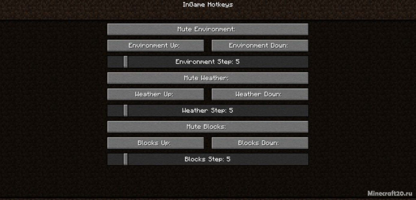 Мод Audio Hotkeys 1.18.2 (Легко настроить громкость) | 12-05-2022, 14:25 - Моды для Minecraft / Fabric / Звуки и музыка / 1.18.2