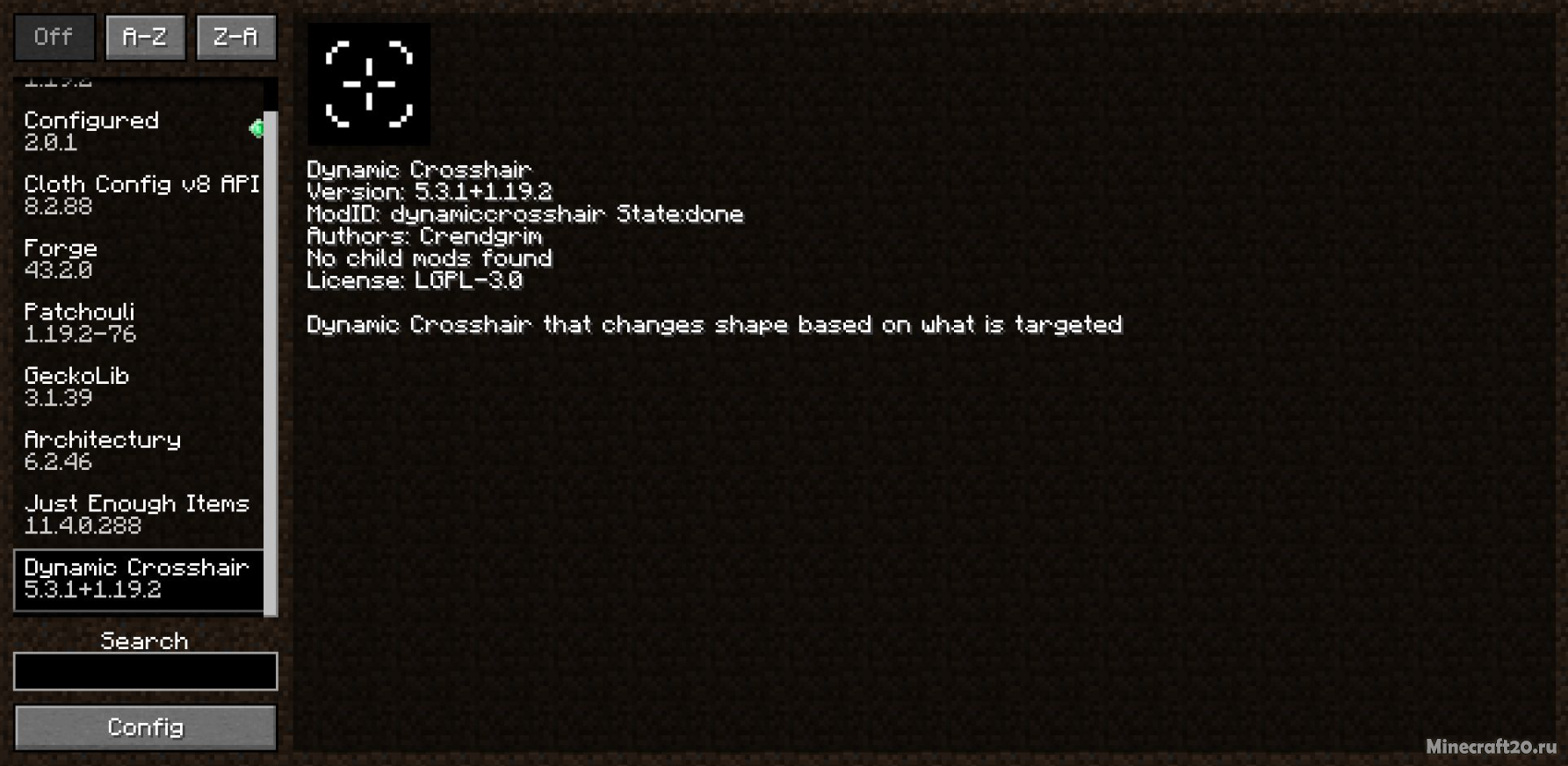 Мод Dynamic Crosshair 1.20.4/1.19.4 (Скрывает или изменяет прицел) | 18-02-2024, 11:34 - Моды для Minecraft / Fabric / 1.20.4 / 1.20.2 / 1.20.1 / 1.20 / 1.19.4 / 1.19.3 / 1.19.2 / 1.19.1 / 1.19 / 1.18.2 / 1.18.1 / 1.18