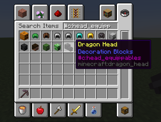 Screenshot of the `c:head_equippables` tag