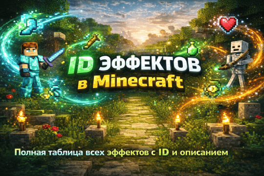 ID эффектов в Майнкрафт – полный список эффектов и команд