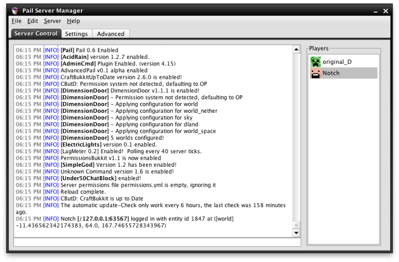 Плагин Pail 1.6.4 (GUI интерфейс для Bukkit) | 21-05-2026, 14:19 - Плагины для сервера / 1.6.4