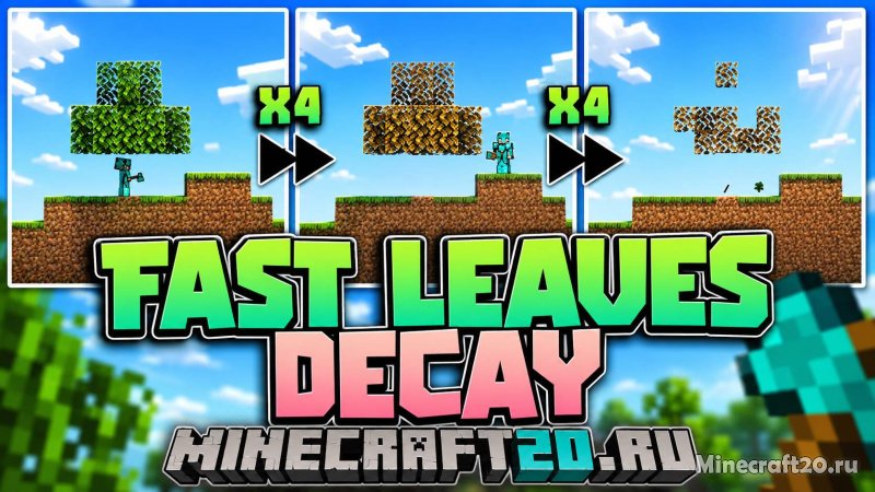 Мод Fast Leaf Decay 1.21.10/1.19.4 (быстрое исчезновение листвы)
