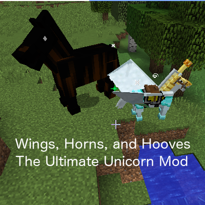 Мод Wings Horns & Hooves: The Ultimate Unicorn Mod 1.20.2/1.18.2 (лошади, магия, разведение)