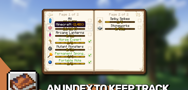 Мод Completionist's Index 26.2/1.21.11 (коллекция предметов, список) | 19-06-2026, 22:19 - Моды для Minecraft / Мини карта / Инструменты / 1.18.2 / 1.19.2 / 1.19.3 / 1.19.4 / 1.20 / 1.20.1 / 1.20.4 / 1.21 / 1.21.1 / 1.21.4 / 1.21.5 / 1.21.8 / 1.21.10 / 1.21.11 / 26.1 / 26.1.1 / 26.1.2 / 26.2