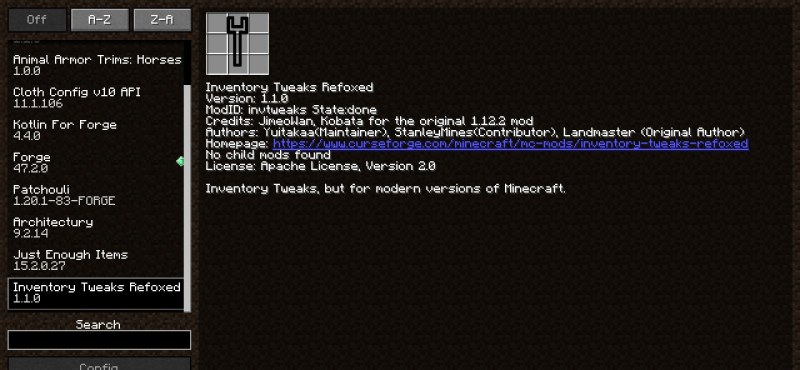Мод Inventory Tweaks - ReFoxed 1.21.1/1.20.6 (инвентарь, сортировка, удобство) | 22-06-2026, 15:50 - Моды для Minecraft / Инструменты / 1.20.1 / 1.20.6 / 1.21 / 1.21.1
