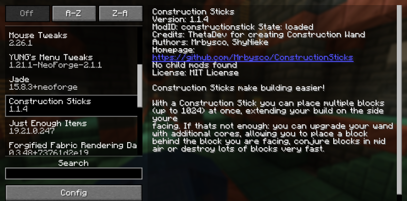 Мод Construction Sticks 26.1.2/1.21.11 (строительство, блоки, утилита) | Вчера, 16:42 - Моды для Minecraft / Оружие / Броня / Инструменты / 1.20.1 / 1.21 / 1.21.1 / 1.21.4 / 1.21.5 / 1.21.8 / 1.21.10 / 1.21.11 / 26.1 / 26.1.2 / 26.2