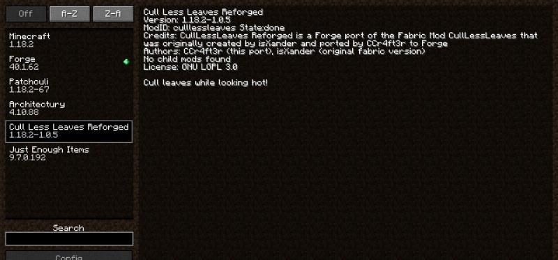 Мод CullLessLeaves Reforged (Unofficial) 1.20.2/1.19.2 (оптимизация листвы, производительность) | 2-07-2026, 16:42 - Моды для Minecraft / Декор / Инструменты / 1.18.2 / 1.19.2 / 1.20.1 / 1.20.2