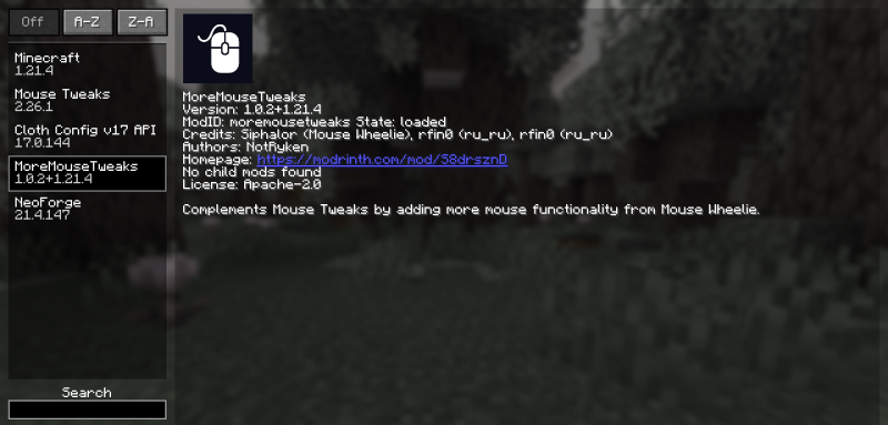 Мод More Mouse Tweaks 26.2/1.21.11 (Улучшенное управление мышью) | 1-07-2026, 10:55 - Моды для Minecraft / Инструменты / 1.21 / 1.21.1 / 1.21.4 / 1.21.5 / 1.21.8 / 1.21.10 / 1.21.11 / 26.1 / 26.1.1 / 26.1.2 / 26.2