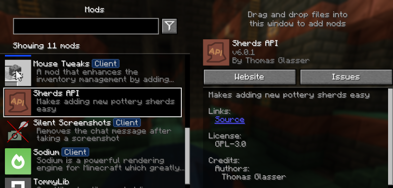 Мод Sherds API 26.1.2/1.21.11 (API, керамика, черепки) | 20-07-2026, 17:37 - Моды для Minecraft / Декор / Ядра (Библиотеки) / 1.19.4 / 1.20 / 1.20.1 / 1.20.4 / 1.20.5 / 1.20.6 / 1.21 / 1.21.1 / 1.21.5 / 1.21.10 / 1.21.11 / 26.1 / 26.1.2