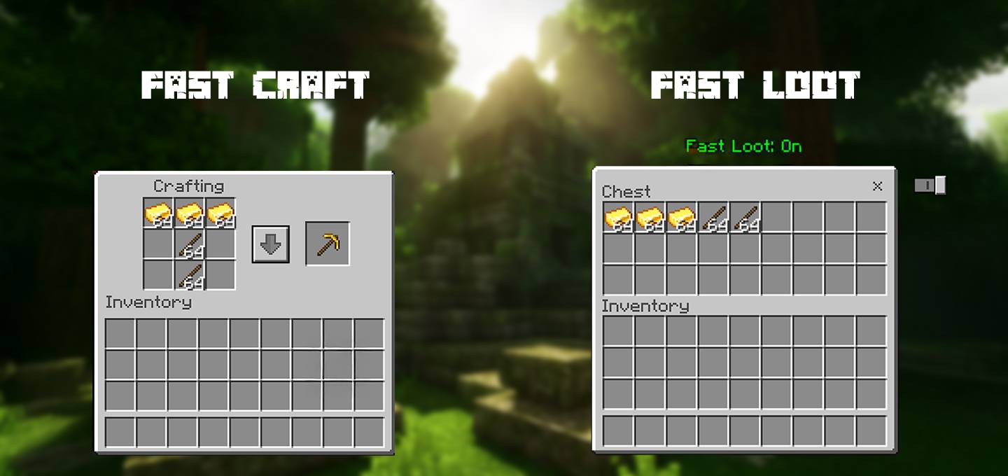 Мод Fast Craft & Fast loot Texture pack | Quick Craft & Quick Loot! 26.30/1.21.132 (Быстрый крафт)