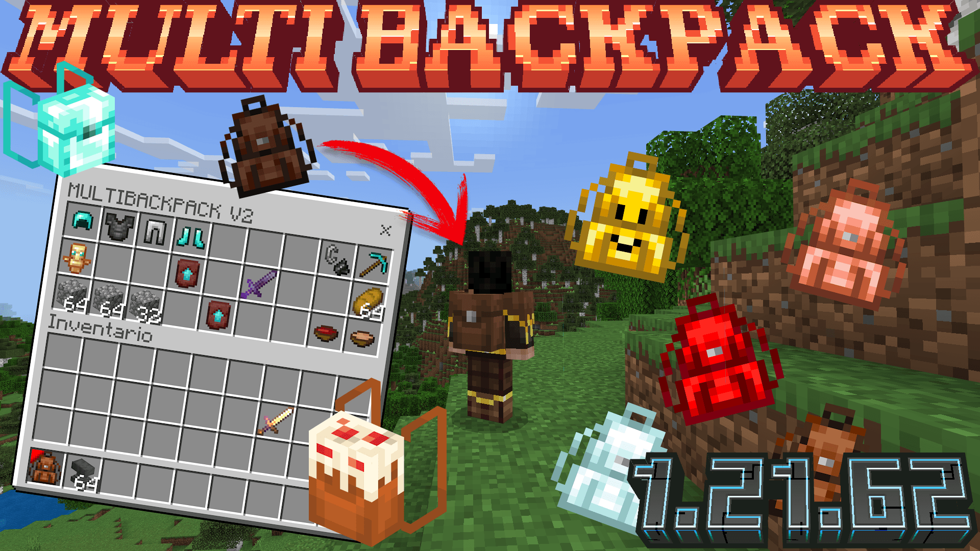 Мод Multi Backpack 1.21.70 (удобные рюкзаки)