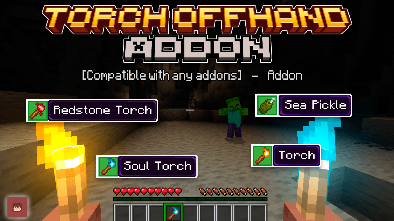 Мод Torch OffHand 26.40/1.21.132 (динамическое освещение)