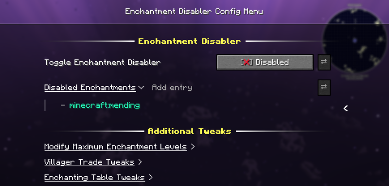 Мод EnchantmentDisabler 26.3/1.21.11 (Отключение зачарований, Конфигурация) | 18-09-2026, 23:14 - Моды для Minecraft / Инструменты / 1.16.5 / 1.17.1 / 1.18.2 / 1.19 / 1.19.1 / 1.19.2 / 1.19.3 / 1.19.4 / 1.20 / 1.20.1 / 1.20.2 / 1.20.4 / 1.20.6 / 1.21 / 1.21.1 / 1.21.4 / 1.21.5 / 1.21.8 / 1.21.10 / 1.21.11 / 26.1 / 26.1.1 / 26.1.2 / 26.2 / 26.3