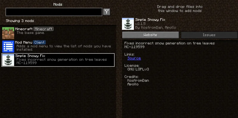 Мод Simple Snowy Fix 26.1.1/1.21.11 (Исправление снега на листьях) | Вчера, 13:16 - Моды для Minecraft / Миры и биомы / 1.18.2 / 1.19 / 1.19.1 / 1.19.2 / 1.19.3 / 1.19.4 / 1.20 / 1.20.1 / 1.20.2 / 1.20.4 / 1.20.5 / 1.20.6 / 1.21 / 1.21.1 / 1.21.4 / 1.21.5 / 1.21.8 / 1.21.10 / 1.21.11 / 26.1 / 26.1.1 / 26.1.2 / 26.2 / 1.20.3 / 1.21.3 / 1.21.6 / 1.21.7 / 1.21.9 / 1.21.2
