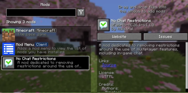 Мод No Chat Restrictions 26.1.2/1.21.11 (Снятие ограничений чата) | Вчера, 13:27 - Моды для Minecraft / Инструменты / 1.16.4 / 1.17 / 1.16.5 / 1.17.1 / 1.18 / 1.18.1 / 1.18.2 / 1.19 / 1.19.1 / 1.19.3 / 1.19.4 / 1.20 / 1.20.1 / 1.20.2 / 1.20.4 / 1.20.5 / 1.20.6 / 1.21 / 1.21.10 / 1.21.11 / 26.1 / 26.1.1 / 26.1.2 / 26.2 / 26.3 / 1.20.3