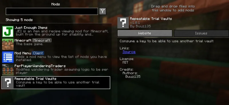 Мод Repeatable Trial Vaults 26.3 (Повторное открытие испытательных хранилищ) | 5-10-2026, 13:58 - Моды для Minecraft / Инструменты / 1.21 / 1.21.1 / 26.1.2 / 26.2 / 26.3